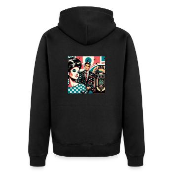 Retro Tanz Party - Unisex Premium Bio Zip Hoodie - Schwarz - Hinten - Nico (187cm)