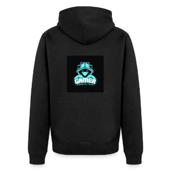 Spieler 100 - Unisex Premium Bio Zip Hoodie - Schwarz - Hinten - Nico (187cm)