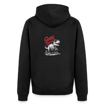 Gotti Saurus Design unique de la marraine Gotti - Veste à capuche bio Premium Unisexe - noir - Dos - Nico (187cm)
