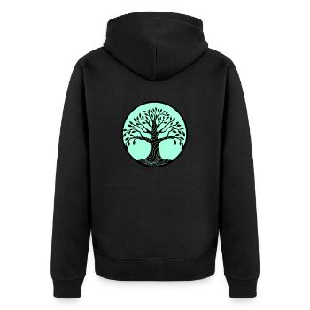 baum des lebens - Unisex Premium Bio Zip Hoodie - Schwarz - Hinten - Nico (187cm)