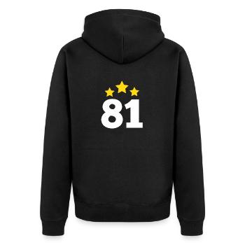 81 Jahre alter Stern - Geschenk zum 81. Jubiläum - Unisex Premium Bio Zip Hoodie - Schwarz - Hinten - Nico (187cm)
