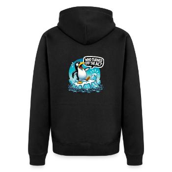 Funny Penguin Global Warming - Unisex Premium Organic Zip Hoodie - black - Back - Nico (187cm)