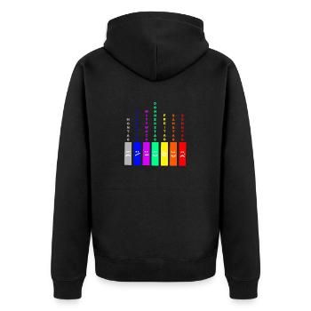 Montag bis Sonntag... dein Wochentagsgefühl! - Unisex Premium Bio Zip Hoodie - Schwarz - Hinten - Nico (187cm)