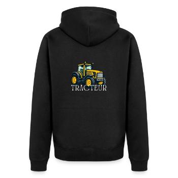 Traktor / Traktor / Traktor - Unisex Premium Bio Zip Hoodie - Schwarz - Hinten - Nico (187cm)