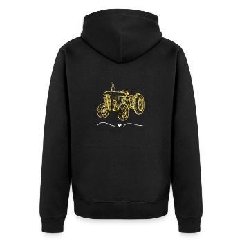 Traktor / Traktor / Traktor - Unisex Premium Bio Zip Hoodie - Schwarz - Hinten - Nico (187cm)