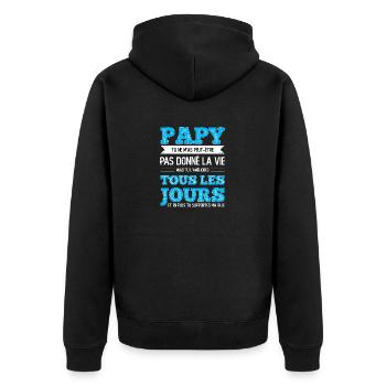 Papy Merci D'être Là Cadeau Tendre Grand-Père - Veste à capuche bio Premium Unisexe - noir - Dos - Nico (187cm)