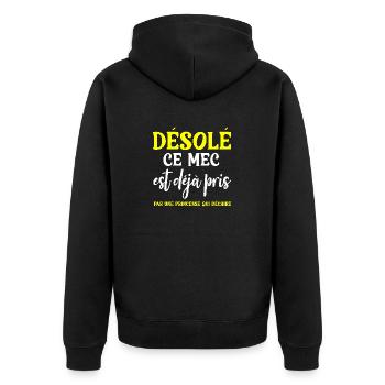 Désolé Ce Mec Est Déjà Pris Par Une Princesse Qui - Veste à capuche bio Premium Unisexe - noir - Dos - Nico (187cm)