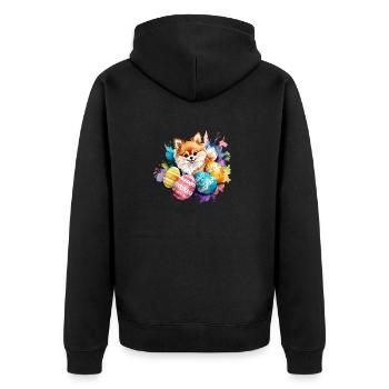 Poméranien Poméranien Aquarelle de Pâques - Veste à capuche bio Premium Unisexe - noir - Dos - Nico (187cm)