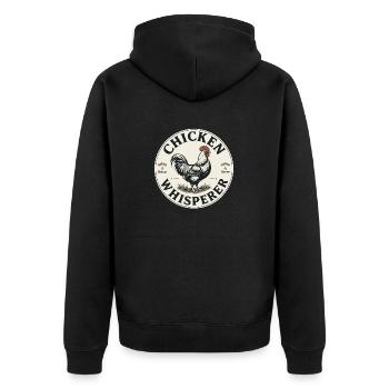 Hühnerflüsterer - chicken whisperer 090440 - Unisex Premium Bio Zip Hoodie - Schwarz - Hinten - Nico (187cm)