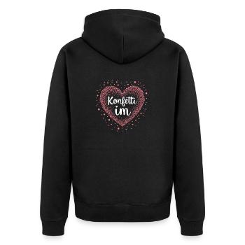 Konfetti im Herzen - Unisex Premium Bio Zip Hoodie - Schwarz - Hinten - Nico (187cm)