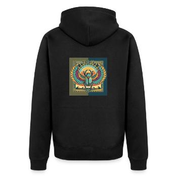KHEPRI Gott der aufgehenden Sonne - Unisex Premium Bio Zip Hoodie - Schwarz - Hinten - Nico (187cm)