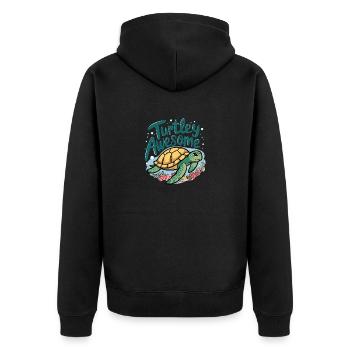Turtley Awesome - Unisex Premium Bio Zip Hoodie - Schwarz - Hinten - Nico (187cm)