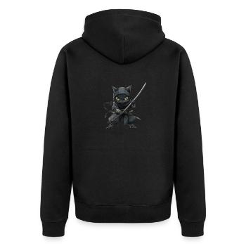 Cat Ninja, Cat lover shirt, Bags, Shirt, TankTop - Unisex Premium Organic Zip Hoodie - black - Back - Nico (187cm)