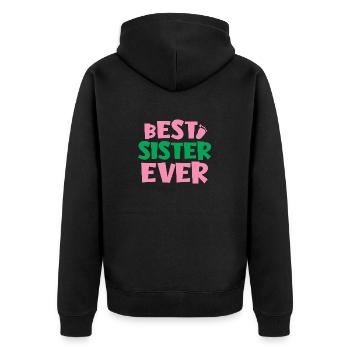 Beste Schwester - Unisex Premium Bio Zip Hoodie - Schwarz - Hinten - Nico (187cm)