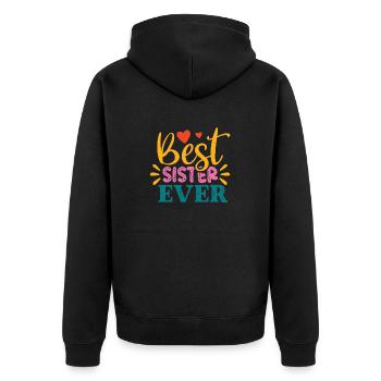 Beste Schwester - Unisex Premium Bio Zip Hoodie - Schwarz - Hinten - Nico (187cm)