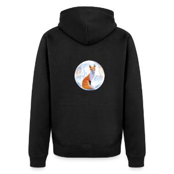 Winter fox. - Unisex Premium Organic Zip Hoodie - black - Back - Nico (187cm)