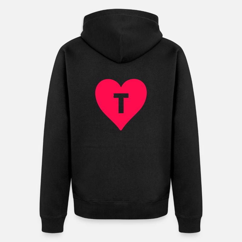 lettre de coeur T - Veste à capuche bio Premium Unisexe - noir