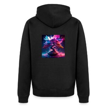 Banzai - Unisex Premium Bio Zip Hoodie - Schwarz - Hinten - Nico (187cm)