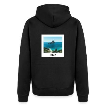 Ibiza - Unisex Premium Bio Zip Hoodie - Schwarz - Hinten - Nico (187cm)