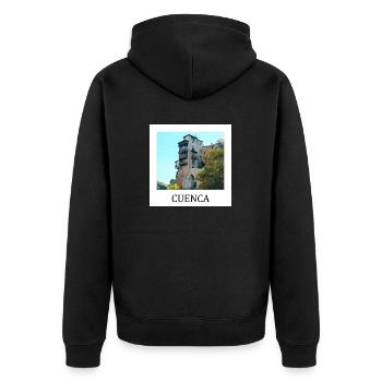 Becken - Unisex Premium Bio Zip Hoodie - Schwarz - Hinten - Nico (187cm)