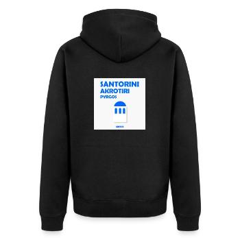 Santorini Greece - Unisex Premium Organic Zip Hoodie - black - Back - Nico (187cm)