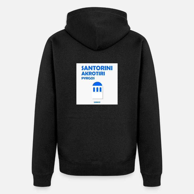 Santorin, Grèce - Veste à capuche bio Premium Unisexe - noir