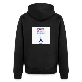 Paris, Frankreich - Unisex Premium Bio Zip Hoodie - Schwarz - Hinten - Nico (187cm)