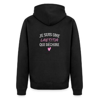 Ich bin eine LAETITIA, die rockt - Unisex Premium Bio Zip Hoodie - Schwarz - Hinten - Nico (187cm)