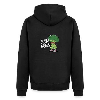 Squat Goals - Unisex Premium Organic Zip Hoodie - black - Back - Nico (187cm)