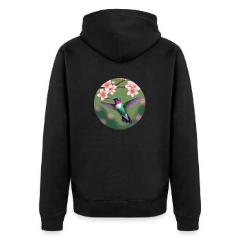 Colibri près d’une fleur - Veste à capuche bio Premium Unisexe - noir - Dos - Nico (187cm)