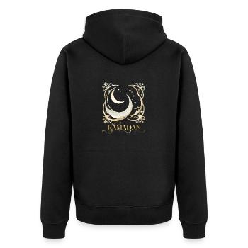 Ramadan Gift Eid Mubarak Islam Allah Muslim - Unisex Premium Organic Zip Hoodie - black - Back - Nico (187cm)