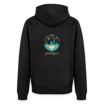 Ramadan Gift Eid Mubarak Islam Allah Muslim - Unisex Premium Organic Zip Hoodie - black - Back - Nico (187cm)