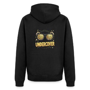 Funny Sunglasses and Undercover Speech Costume - Unisex Premium Organic Zip Hoodie - black - Back - Nico (187cm)