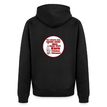 Korn , Party , Weizenkorn ,Korn trinken (25) - Unisex Premium Bio Zip Hoodie - Schwarz - Hinten - Nico (187cm)