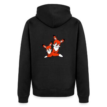 2 Foxes Mother Red Fox Little Child Father Mom - Unisex Premium Organic Zip Hoodie - black - Back - Nico (187cm)