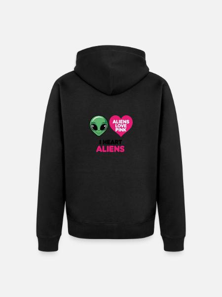 Aliens Love Pink - Unisex Premium Organic Zip Hoodie - black