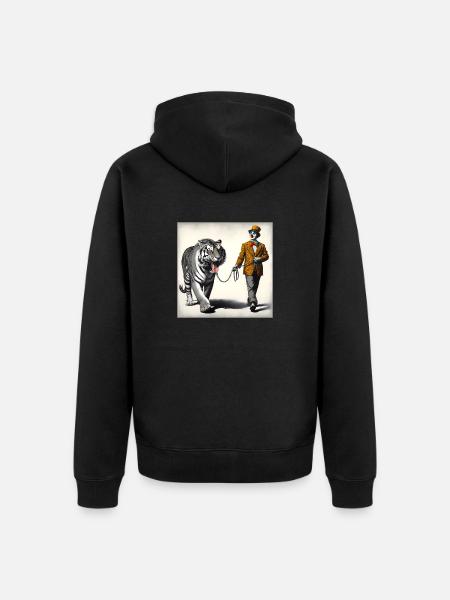 Spaziergang mit Tiger - Unisex Premium Bio Zip Hoodie - Schwarz