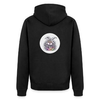 Osterhase - Unisex Premium Bio Zip Hoodie - Schwarz - Hinten - Nico (187cm)