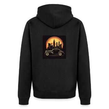 New York - Unisex Premium Bio Zip Hoodie - Schwarz - Hinten - Nico (187cm)