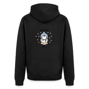 Ich liebe meine Mama Pinguin - Unisex Premium Bio Zip Hoodie - Schwarz - Hinten - Nico (187cm)