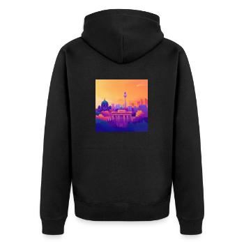 Berlin - Unisex Premium Bio Zip Hoodie - Schwarz - Hinten - Nico (187cm)