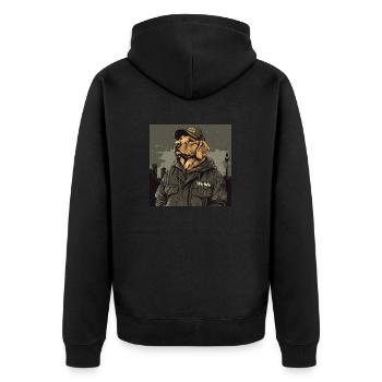 My friend Rudi - Unisex Premium Bio Zip Hoodie - Schwarz - Hinten - Nico (187cm)