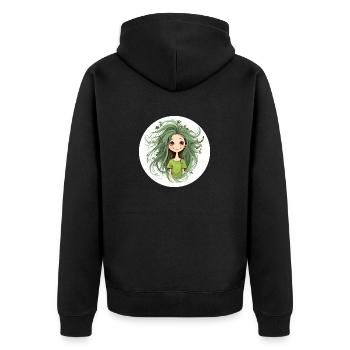 Waldfee grün - Unisex Premium Bio Zip Hoodie - Schwarz - Hinten - Nico (187cm)
