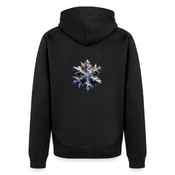 Abstrakte Darstellung einer Schneeflocke - Unisex Premium Bio Zip Hoodie - Schwarz - Hinten - Nico (187cm)