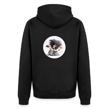 Drummer Man - Unisex Premium Bio Zip Hoodie - Schwarz - Hinten - Nico (187cm)