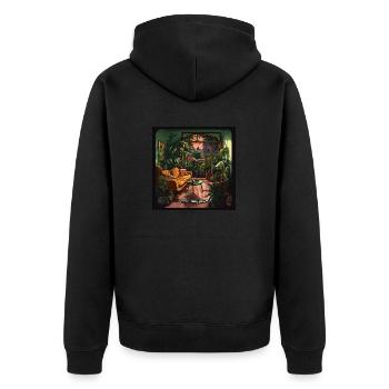 Plant lover room - Unisex Premium Bio Zip Hoodie - Schwarz - Hinten - Nico (187cm)