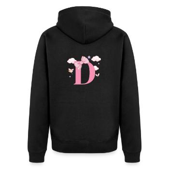 Pink Letter D Clouds - Unisex Premium Organic Zip Hoodie - black - Back - Nico (187cm)