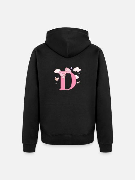 Pink Letter D Clouds - Unisex Premium Organic Zip Hoodie - black