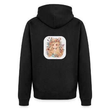 Waldfee Schmetterling - Unisex Premium Bio Zip Hoodie - Schwarz - Hinten - Nico (187cm)