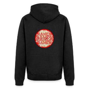 RamenInside - Unisex Premium Bio Zip Hoodie - Schwarz - Hinten - Nico (187cm)